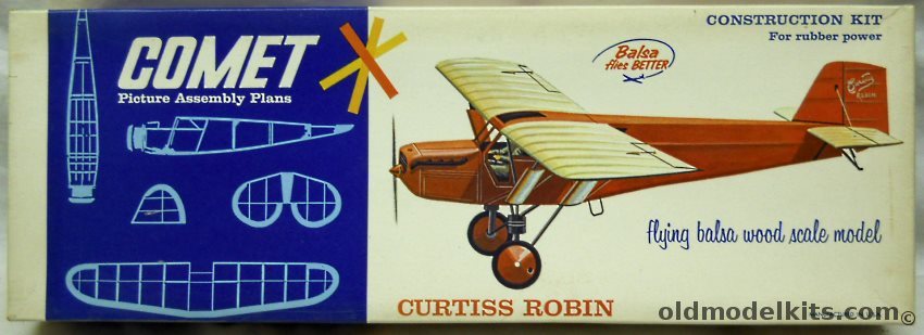 Comet Curtiss Robin - 22 inch Wingspan Balsa Flying Model Airplane, 3303-198 plastic model kit